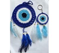 combo of 5 inch EvilEye Dream Catcher Handmade Wall Hanging Wind Chimes Decoration & custom stylish design mini Dreamcatcher keychain car bike fob crochet gift hand knitted bag charms