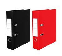 Combo of Black with Red A4 Large 75mm Lever Arch Files Folders Metal Edge & Finger Pull Stationery Document Storage Paper Office School