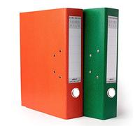 Combo of Orange + Green - A4 Large 2D Bright Colour Lever Arch Files 75mm Document Filing Folders Foolscap Vinyl Coated and Rado Lock Nickel Plated Clip Office Cobra Pattern File with Metal Clip