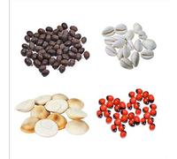 Combo of Red Gunja/Chirmi Beads, Kamal Gatte and White Kauri/Kaudi and Gomti Chakra, 11-Piece Each - Fastest Delivery By DHL