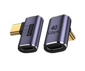 Combo Pack 40Gbps USB C 90 Degree Right Angle Adapter Kit with 240W Power Delivery, Usb Type c 90 Angle Adapter, USB4 Male to Female Mid-Bend Adapters, Enhanced Connectivity for Laptop and Smartphone
