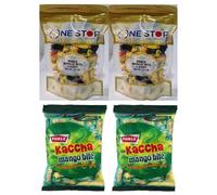 Combo Pack - Mango Bite Candy 75g (2 Packs) & Kaccha Mango Bite Candy 75g (2 Packs) | Tangy & Sweet Mango Flavoured Candies | Fun Toffee for All Ages