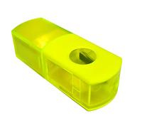 Combo Pencil Sharpener & Eraser Single Hole Bright Coloured Rotary Design Shavings Tub (Neon Yellow)