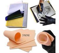 Combofix 3MM Thick Tattoo Practice Skins with Transfer Paper 25Pcs Fake Skin and Stencil Paper Practice Kit Including 5Pcs Blank Double Side 3mm Tattoo Skin and 20Pcs Tracing Paper for Tattoo Artists