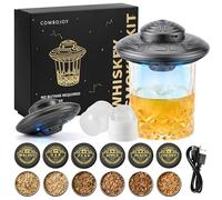 ComboJoy Electric Whiskey Smoker Kit with LED - 6 Flavors Wood Chips, Whiskey Glass & Ice Cube Mold - Rechargeable Cocktail Smoker, Old Fashioned Bourbon Gifts for Men, Dad, Husband -Grey