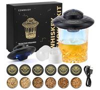 ComboJoy Electric Whiskey Smoker Kit with LED - 6 Flavors Wood Chips, Whiskey Glass & Ice Cube Mold - Rechargeable Cocktail Smoker, Old Fashioned Bourbon Gifts for Men, Dad, Husband -Black