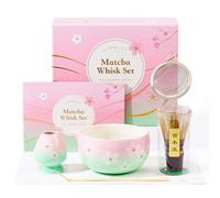 ComboJoy Matcha Whisk Set - Japanese Tea Ceremony Kit with Ceramic Bowl, Purple Bamboo Whisk (Chasen), Holder, Sifter & Scoop - Complete Matcha Kit, Women Gifts for Tea Lovers