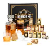 ComboJoy Whiskey Infusion Kit Gifts for Men - 12 Natural Ingredients, Decanter, Infusion Jar, Glass, Ice Mold - DIY Whiskey, Bourbon, Rum & Cocktail Infusion Set for Him, Dad, Husband