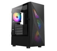 Combrite Mid ATX PC Gaming Case, Tower Case With 4 x 120mm ARGB Fans, Mesh Front, Tempered Glass Side Panel (Black)