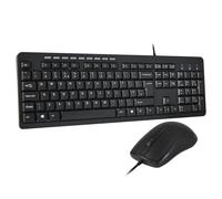 Combrite Wired Keyboard and Mouse Set, Full Size UK Layout Keyboard, Spill Resistant, Dedicated Multimedia Shortcut Keys, Comfort Optical Mouse, for Desktop PC, Laptop Computers, Black