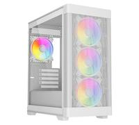 Combrite Zephyr mATX PC Gaming Case, Meshed Front Panel, Micro ATX Tower Case With 4 x 120mm ARGB Fans, Tempered Glass Side Panel (White)
