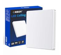 Combuh 30CM LED Flush Ceiling Light Cool White 6500K, IP44 Waterproof, Bright 48W Square Modern Lighting Fitting for Bathroom, Kitchen, Living Room, Roof, Office