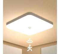 Combuh 30W LED Motion Sensor Ceiling Light Indoor, 25CM Warm White 3000K, IP56 Waterproof Lights Fitting with PIR for Porch Hallway Roof Stairway