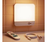 Combuh Battery Powered Operated Shed LED Ceiling Light with Motion Sensor Indoor, 85 Days Battery Life 5000mah USB Rechargeable Bright Lamp Wireless Remote Control for Bathroom Garage Porch, Square