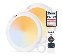 Combuh Battery Powered Operated Shed LED Ceiling Light with Motion Sensor Indoor, 85 Days Battery Life 6000mah USB Rechargeable Bright Lamp Wireless Remote Control for Bathroom Garage Porch 2 Pack