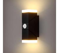 Combuh IP65 Waterproof Outdoor Wall Lights Mains Powered, Outside Front Door Light with PIR Sensor, Black 12W 960LM Warm White, Garden Porch Patio