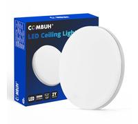 Combuh LED Flush Ceiling Light Warm White 3000K, 30CM Bright 48W, IP44 Waterproof, Round Modern Lighting Fitting for Bathroom, Kitchen, Living Room, Roof, Office