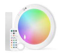 Combuh RGB Battery Powered Operated Bathroom LED Ceiling Light with Motion Sensor Indoor, 85 Days Battery Life 5000mah USB Rechargeable Bright Lamp Wireless Remote Control for Bedroom Living Room