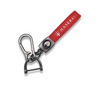 Comburvo Leather Car Keychain, for Maserati Quattroporte, Ghibli, Levante Series Car Key Chain Ring Accessories for Men and Woman (LB_Rde)