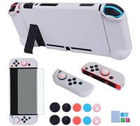 COMCOOL Dockable Case for Nintendo Switch - 3 in 1 Protective Cover Case for Nintendo Switch and Joy-Con Controller with Screen Protector and Thumb Grips - Stone