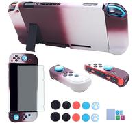 COMCOOL Dockable Case for Nintendo Switch 3 in 1 Protective Cover Case for Nintendo Switch with Screen Protector and Thumb grips - Coffee Stone