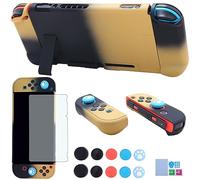 COMCOOL Dockable Case for Nintendo Switch 3 in 1 Protective Cover Case for Nintendo Switch with Screen Protector and Thumb grips - Black Yellow