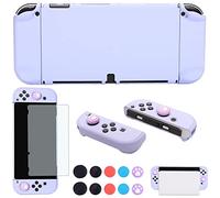 COMCOOL Dockable Case for Nintendo Switch OLED 2021 - Cute Protective Cover Accessories for Nintendo Switch OLED 7 Inch Joy-Con Controller with Screen Protector Thumb Grips - Purple