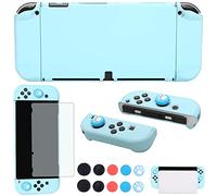 COMCOOL Dockable Case for Nintendo Switch OLED 2021 - Cute Protective Cover Accessories for Nintendo Switch OLED and Joy-Con Controller with Screen Protector Thumb Grips - Blue