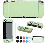 COMCOOL Dockable Case for Nintendo Switch OLED 2021 - Protective Cover Accessories for Nintendo Switch OLED and Joy-Con Controller with Screen Protector Thumb Grips - Tea Green