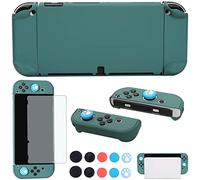 COMCOOL Dockable Case for Nintendo Switch OLED 2021 - Protective Cover Accessories for Nintendo Switch OLED Joy-Con Controller with Screen Protector Thumb Grips - Midnight Green