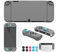 COMCOOL Dockable Case for Nintendo Switch OLED 2021 - Protective Cover Accessories for NS OLED and Joy-Con Controller with Screen Protector Thumb Grips -Gray
