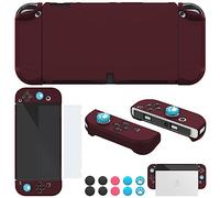 COMCOOL Dockable Case for Nintendo Switch OLED 2021 - Protective Cover Accessories for NS OLED and Joy-Con Controller with Screen Protector Thumb Grips -Plum