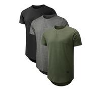Comdecevis Mens 2 Pack Cotton Crewneck T-Shirts Hipster Hip Hop Longline Tees Shirts, Z1-black+grey+green, 3XL