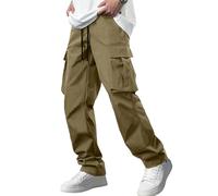 Comdecevis Men's Casual Cargo Pants Workout Joggers Stretch Sweatpants Hiking Drawstring Tactical Pants with Multi Pockets, Olive, Small