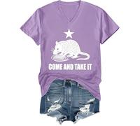 Come and Take It Opossum Shirt Vneck Opossum Graphic Tee Light Purple