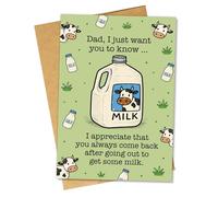 Come Back After Going Out to Get Some Milk Funny Happy Fathers Day Gift for Father Him Papa Dad Husband Grandpa Cards Gifts from Daughter Son Daddy 1st Father’s Day Greeting Card 5.3'' x 8" D17