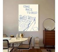 "Come Back To Bed" Canvas Wall Art, Minimalist Decor With Bed & Pillows Illustration 60x90cm No Frame