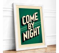 Come By Night Art Deco Framed Wall Art Print A1 (84.1×59.4cm) White, Wall Decor for Living Room, Bedroom, Office & Home, Ready to Hang, Art Gift