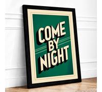 Come By Night Art Deco Framed Wall Art Print A2 (59.4×42cm) Black, Wall Decor for Living Room, Bedroom, Office & Home, Ready to Hang, Art Gift