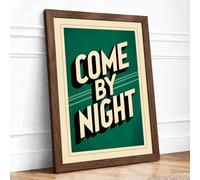 Come By Night Art Deco Framed Wall Art Print A4 (29.7×21cm) Walnut, Wall Decor for Living Room, Bedroom, Office & Home, Ready to Hang, Art Gift