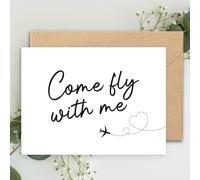 Come Fly with me Surprise Trip A5 Card & envelope, Surprise Vacation Surprise Card Holiday Minimalistic Card, Husband, Wife, Mum, Dad, Family