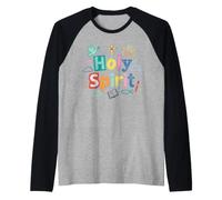 Come Holy Spirit Minimalist Dove Line Art Catholic Raglan Baseball Tee