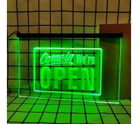 Come in We're OPEN Neon Sign for Wall Decor, USB Powered Dimmable LED Neon Lights for Cafe Shop Restaurants Bar Club,Green,60x40cm