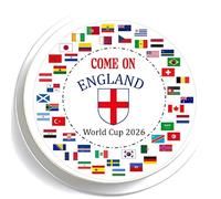 Come On England Cake Topper - 7" Round - Edible Icing or Wafer - Deb's KItchen Cakes World Cup 2026 Flags Decoration - English St George's Flag Party Decoration (Edible Icing)