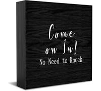 Come On In No Need To Knock Home Office Decor Wooden Box Sign, Decorative Positive Office Desk Accessories Wood Plaque Wood Table Sign For Tv Cabinet Shelf 5 X 5 Inch