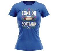 Come On Scotland Womens T-Shirt Vintage Scottish Thistle Rugby Supporter Mum Grandma Gift Tee, XL, Royal