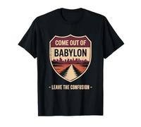 Come Out of Babylon Exit Sign Hebrew Roots Torah Messianic T-Shirt