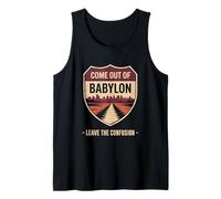 Come Out of Babylon Exit Sign Hebrew Roots Torah Messianic Tank Top