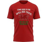 Come Over to The Welsh Side Mens T Shirt Rugby Cymru Supporters Wales Dragon Top, XL, Red