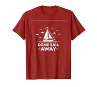 Come Sail Away Nautical Adventure Sailing Boat T-Shirt, Men, Cranberry Red, Medium